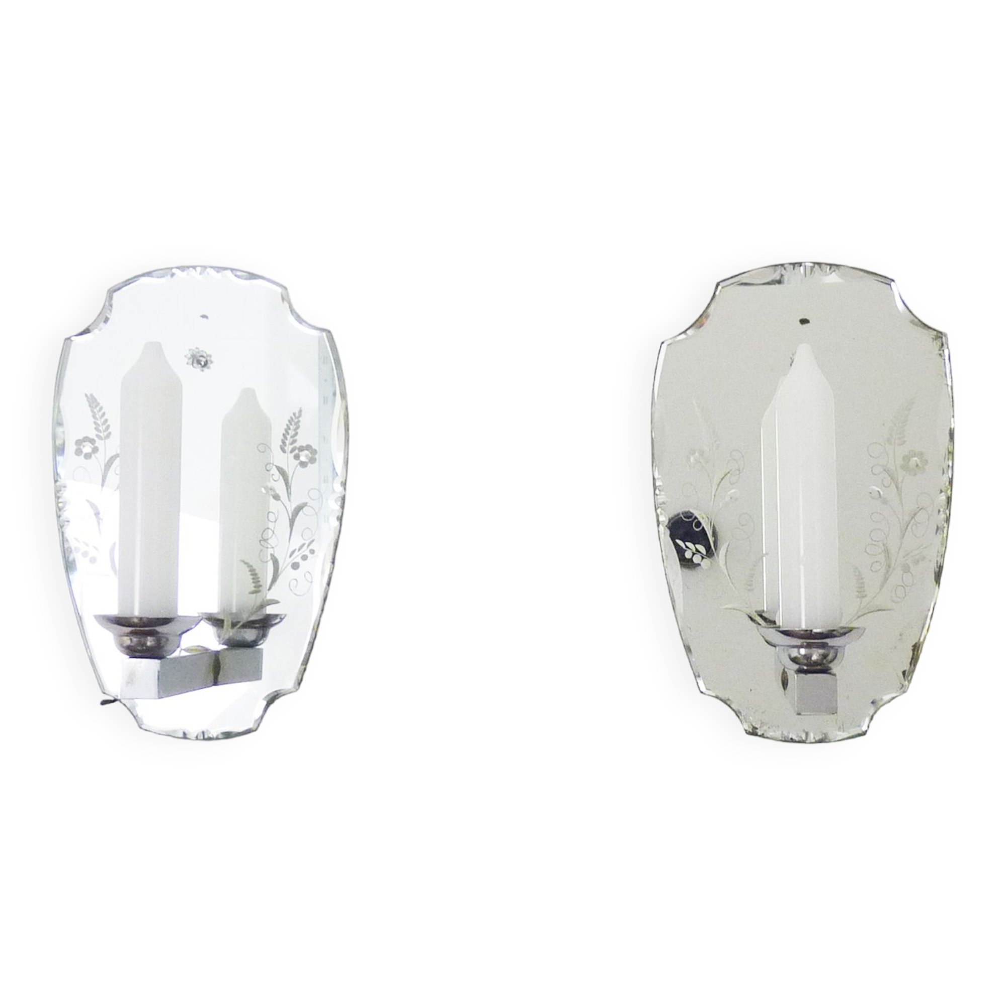 Pair of antique Venetian mirrored wall sconces