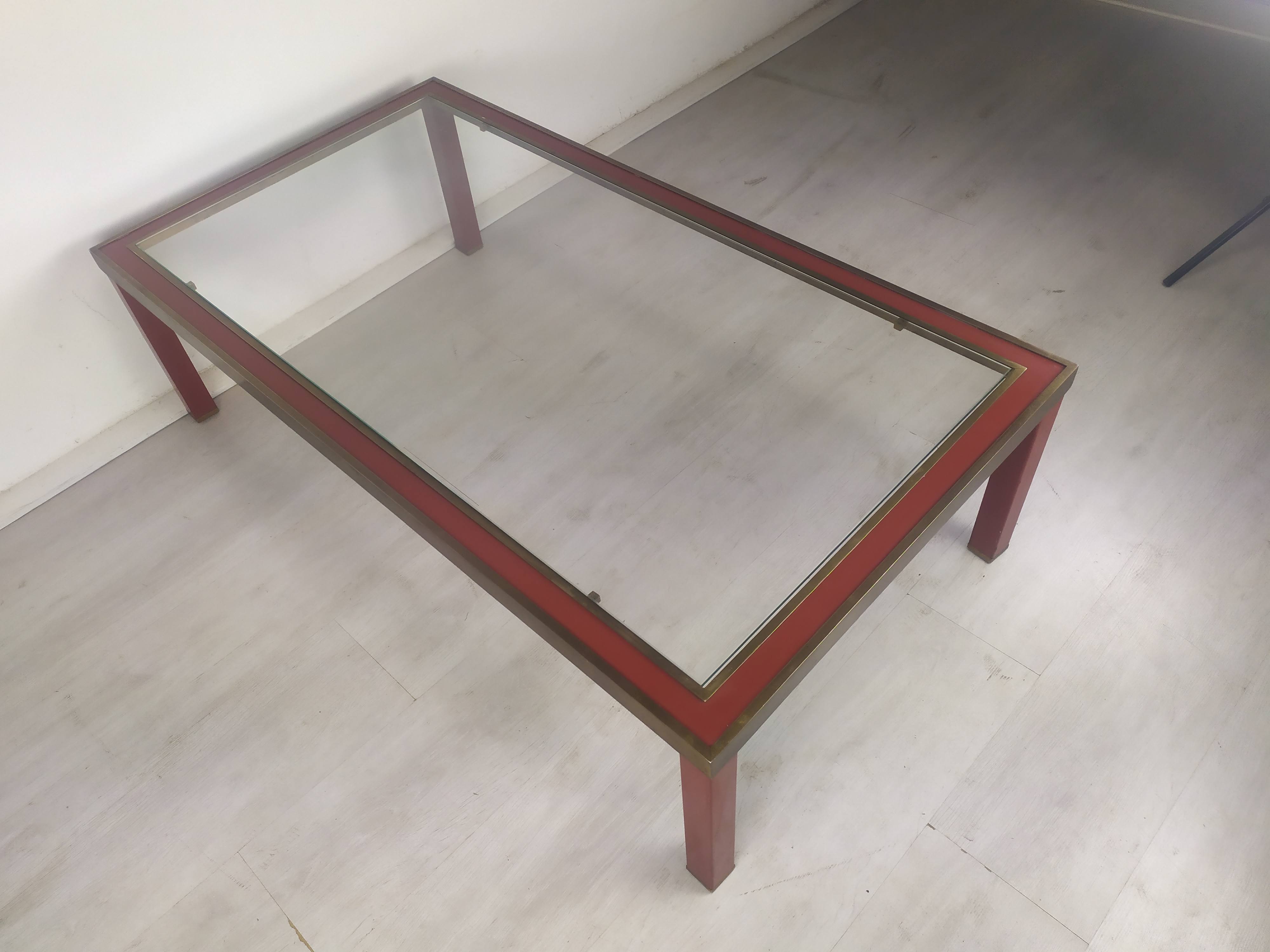 Glass brass coffee table