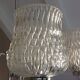 Five-spoke chandelier in chrome-plated metal and structured/vintage glass 60s-70s