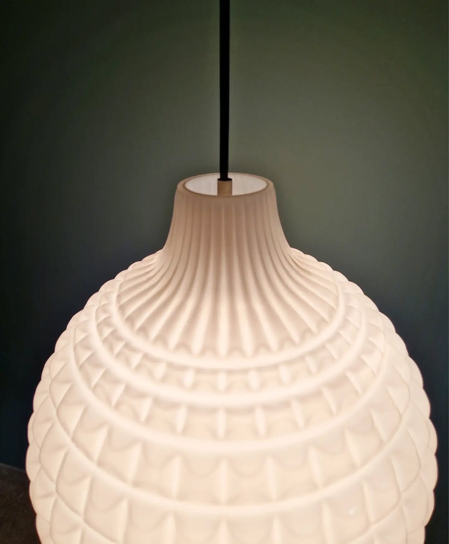 White opaline spherical pendant, Space Age, 1960-70