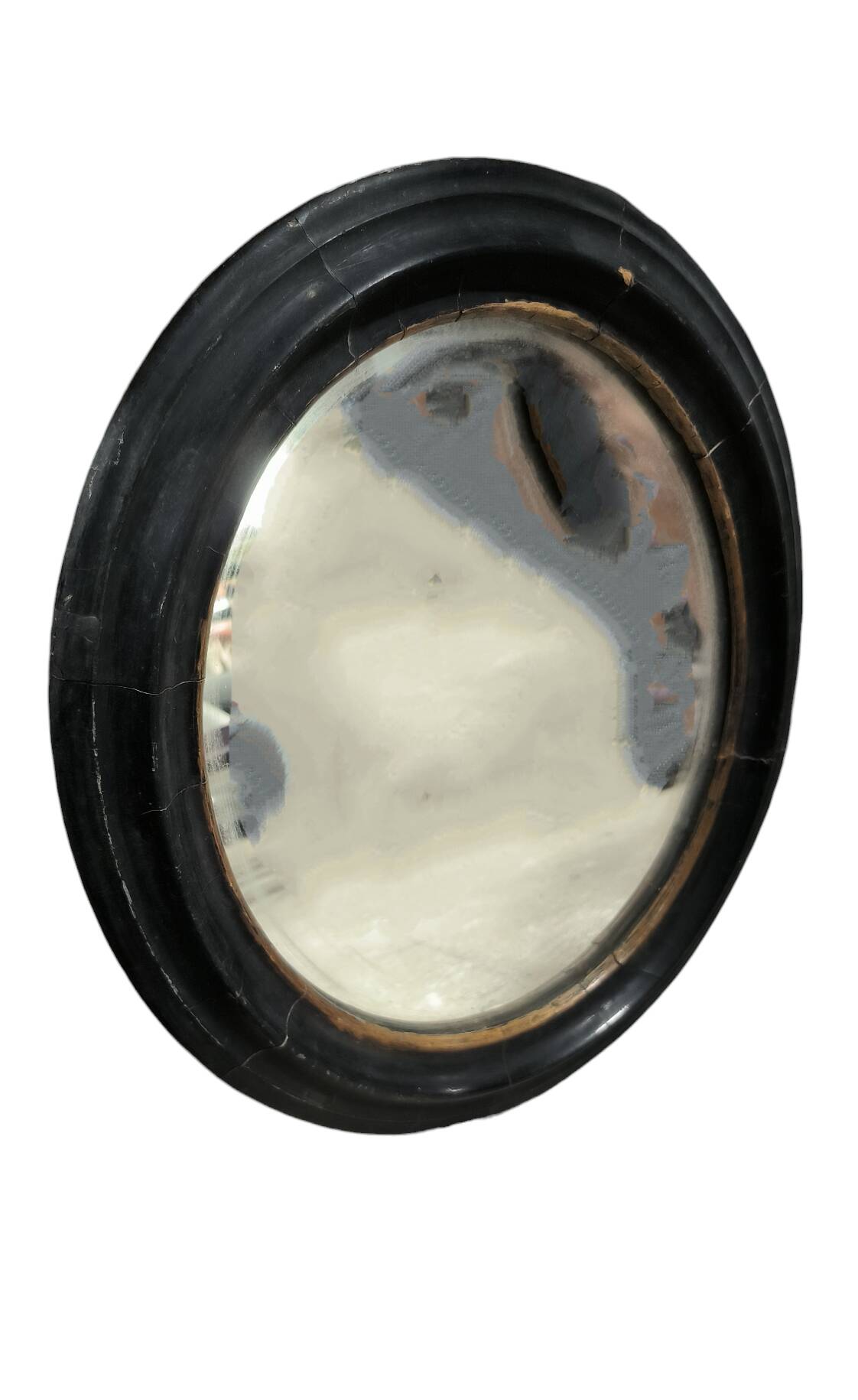 Antique oval wooden mirror