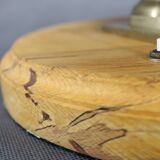 1940s Restored Brass Table Lamp with Wooden Base and Glass Shade