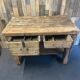 Old wooden workbench of shoemaker carpenter of the 50s