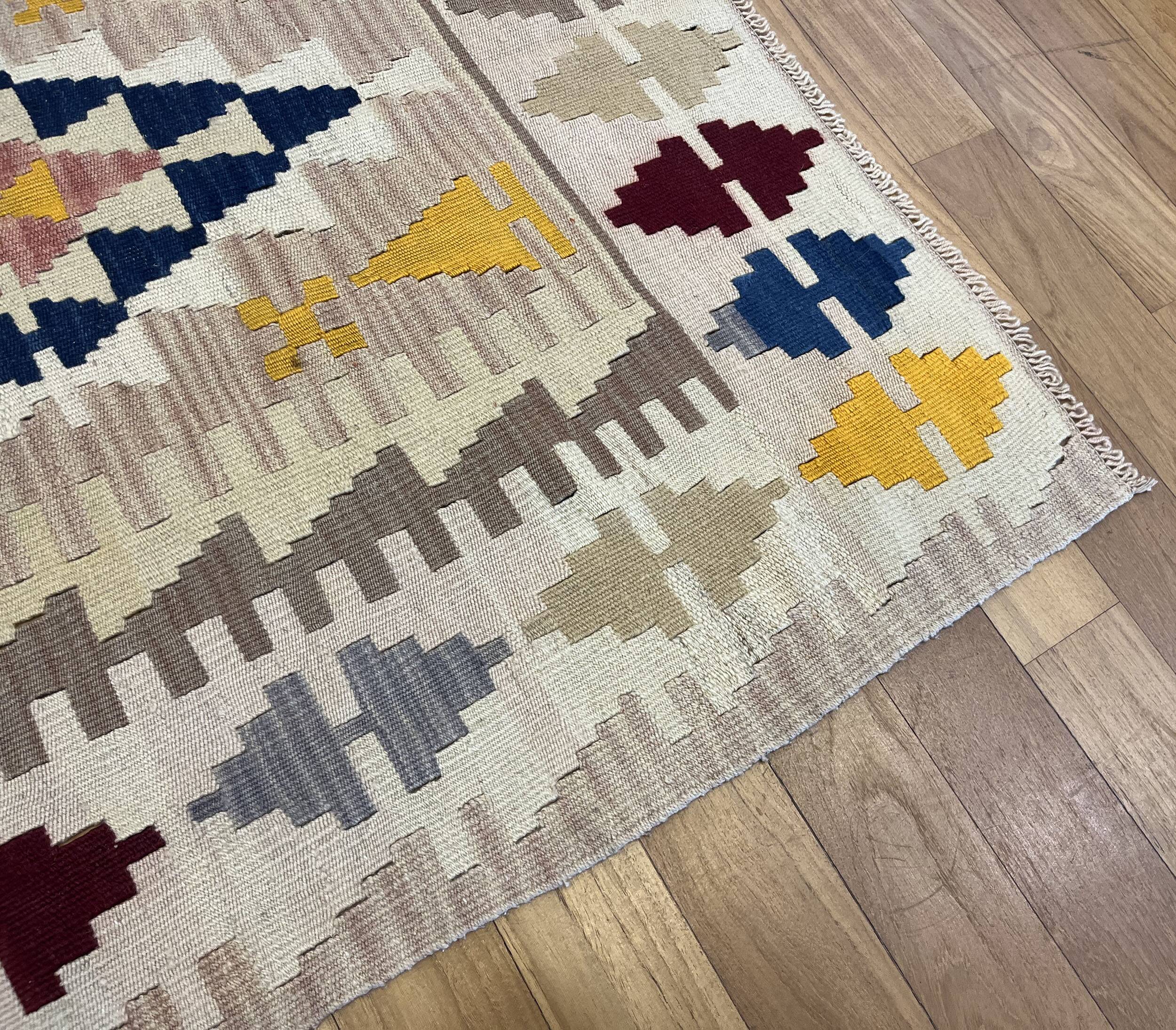 Tapis Kilim Vintage Pastel Fait Main