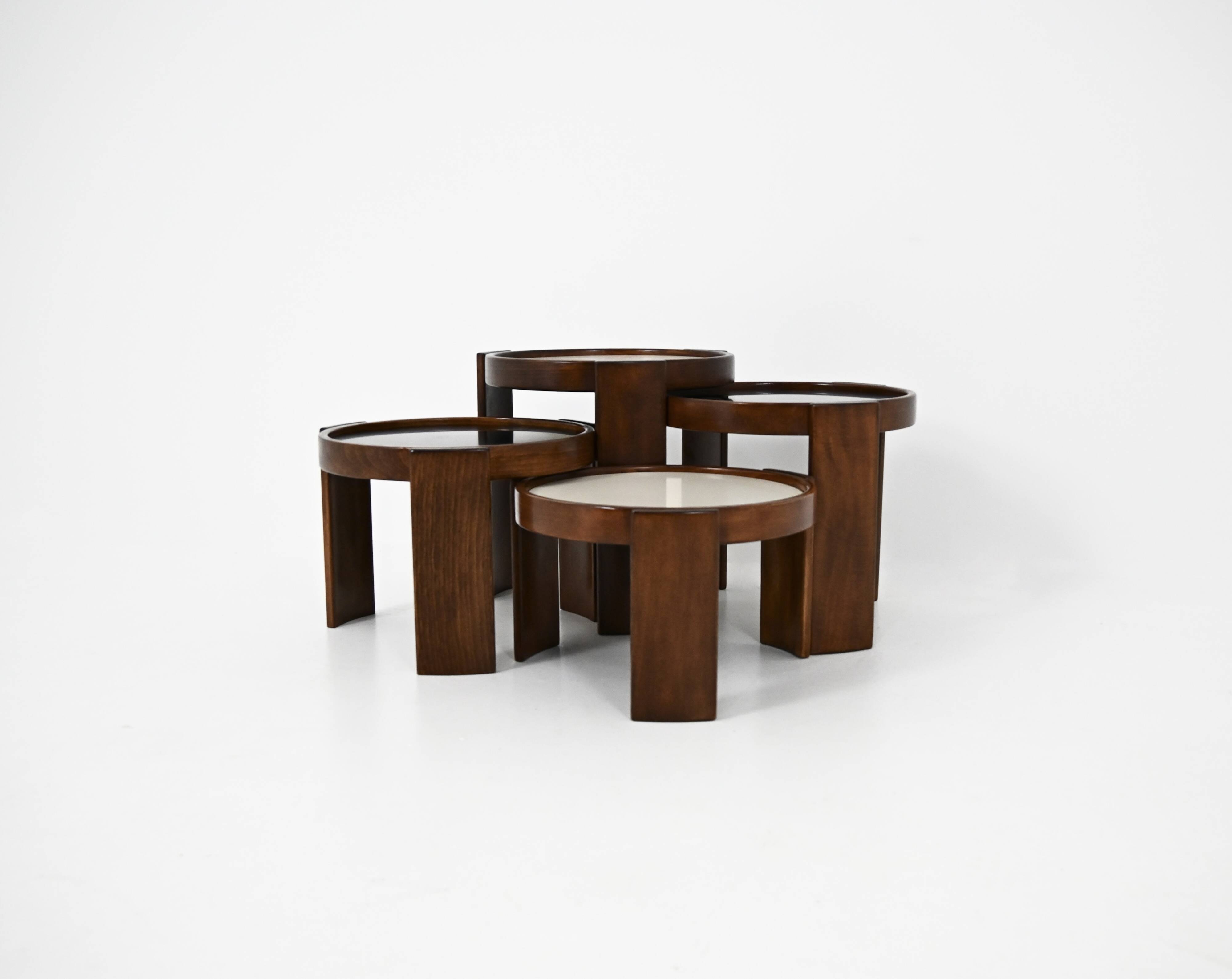 Nest tables model 780, created by Gianfranco Frattini for Cassina, year