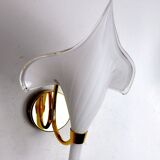 White fleur-de-lys wall lamp, murano glass, Italy, 1970