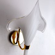 Applique fleur de lys blanche, verre de murano, Italie, 1970