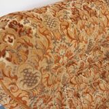 Set of 2 vintage armchairs in floral fabric with fringes from the 60s 70s