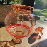 Vintage pink glass flask / bottle / carafe with matching stopper