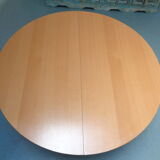 Scandinavian round/oval table in beech with 2 extensions