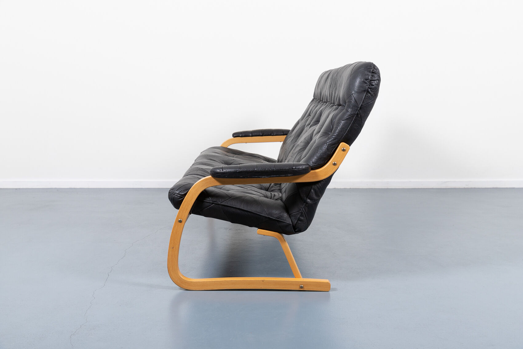 Modern Danish patchwork leather sofa sculptural from the 1970s