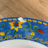 6 vintage hollow plates blue/flowers 21,5cm 1 plate with a sparkle see last photo