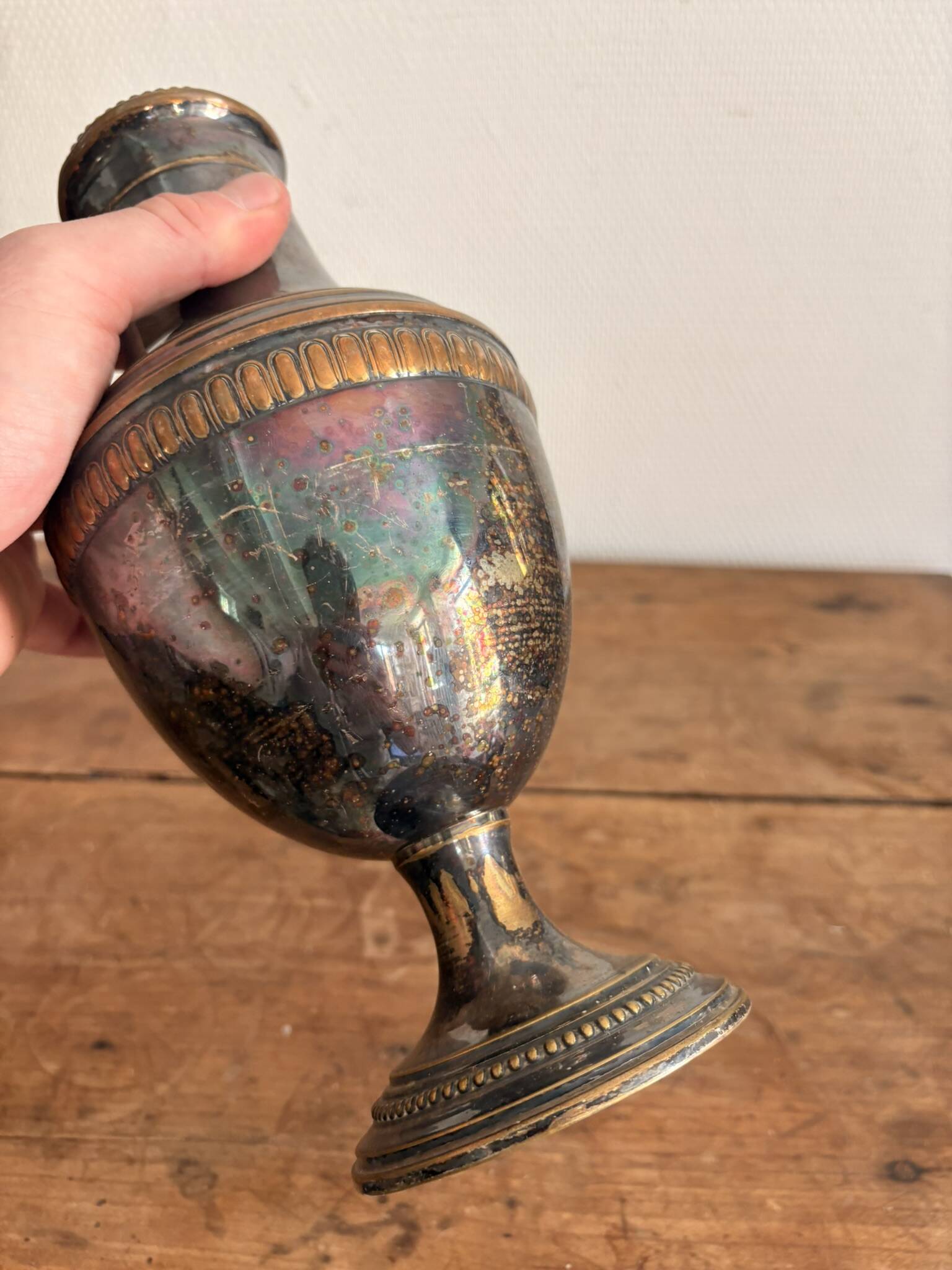 Neo-classical baluster vase, silver-plated, Louis XVI Directoire, 20th century.