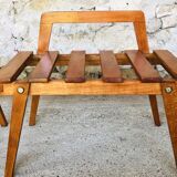 Pair of slatted side tables, Scandinavian style, 60s