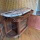 Louis XVI side table in precious wood, marble and glass-fronted cabinet – Haentgès Frères