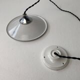OLD SMALL INDUSTRIAL WHITE ENAMEL PENDANT