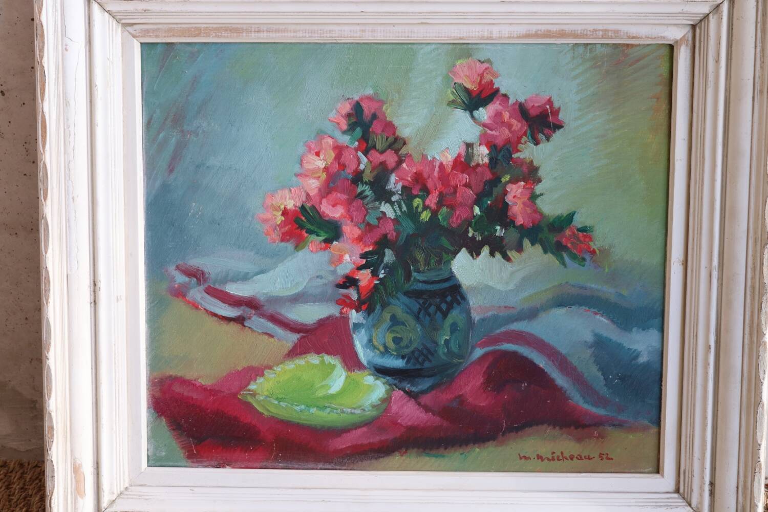 Tableau bouquet de fleurs années 50