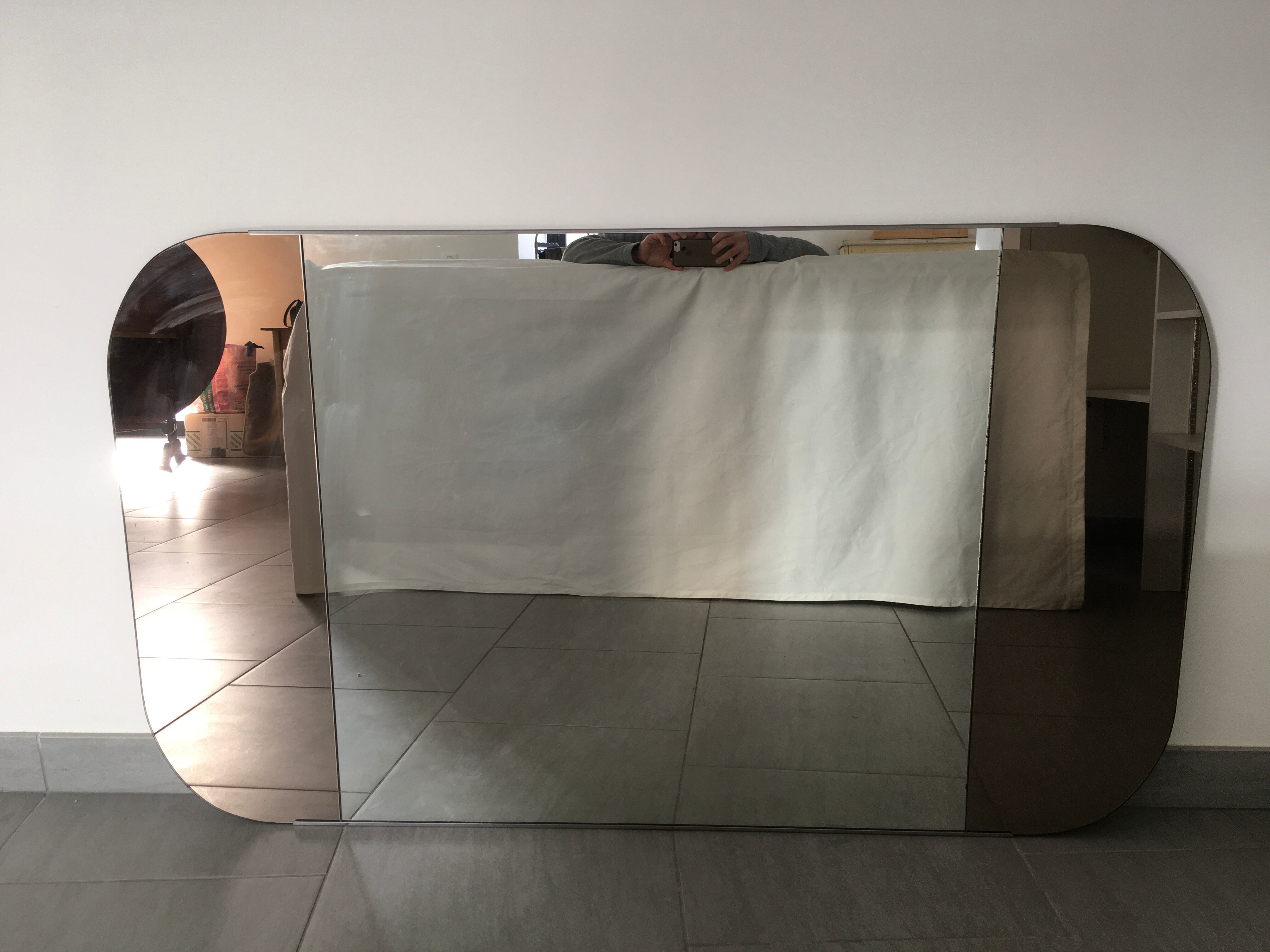 Triptych mirror in smoked glass 140x80cm