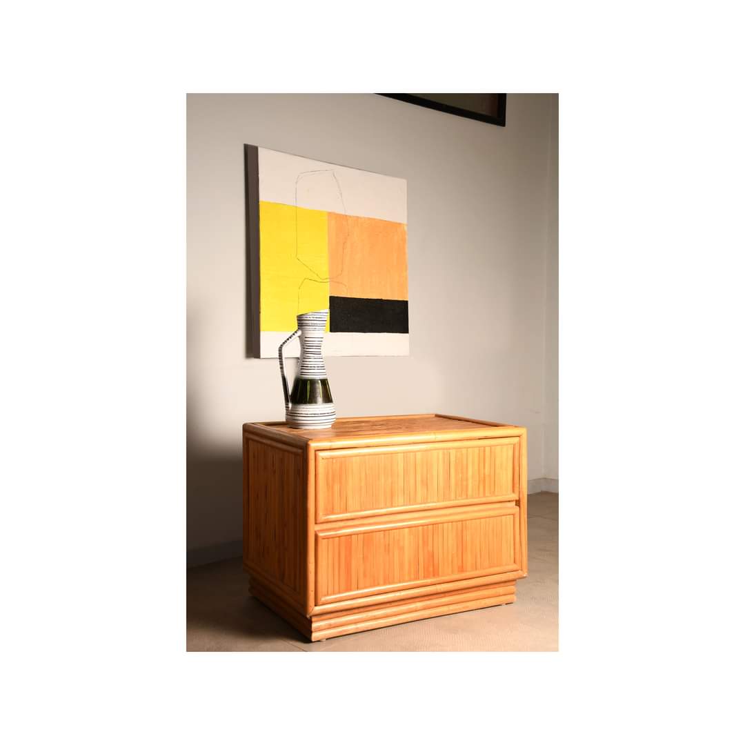 Deux commodes en bambou, circa1970