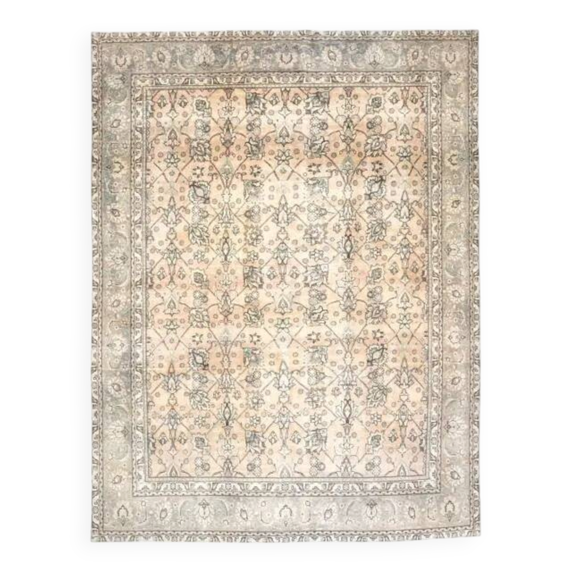 1970s Vintage Persian Handmade Wool Cotton Brown Area Rug 291x370