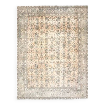 1970s Vintage Persian Handmade Wool Cotton Brown Area Rug 291x370