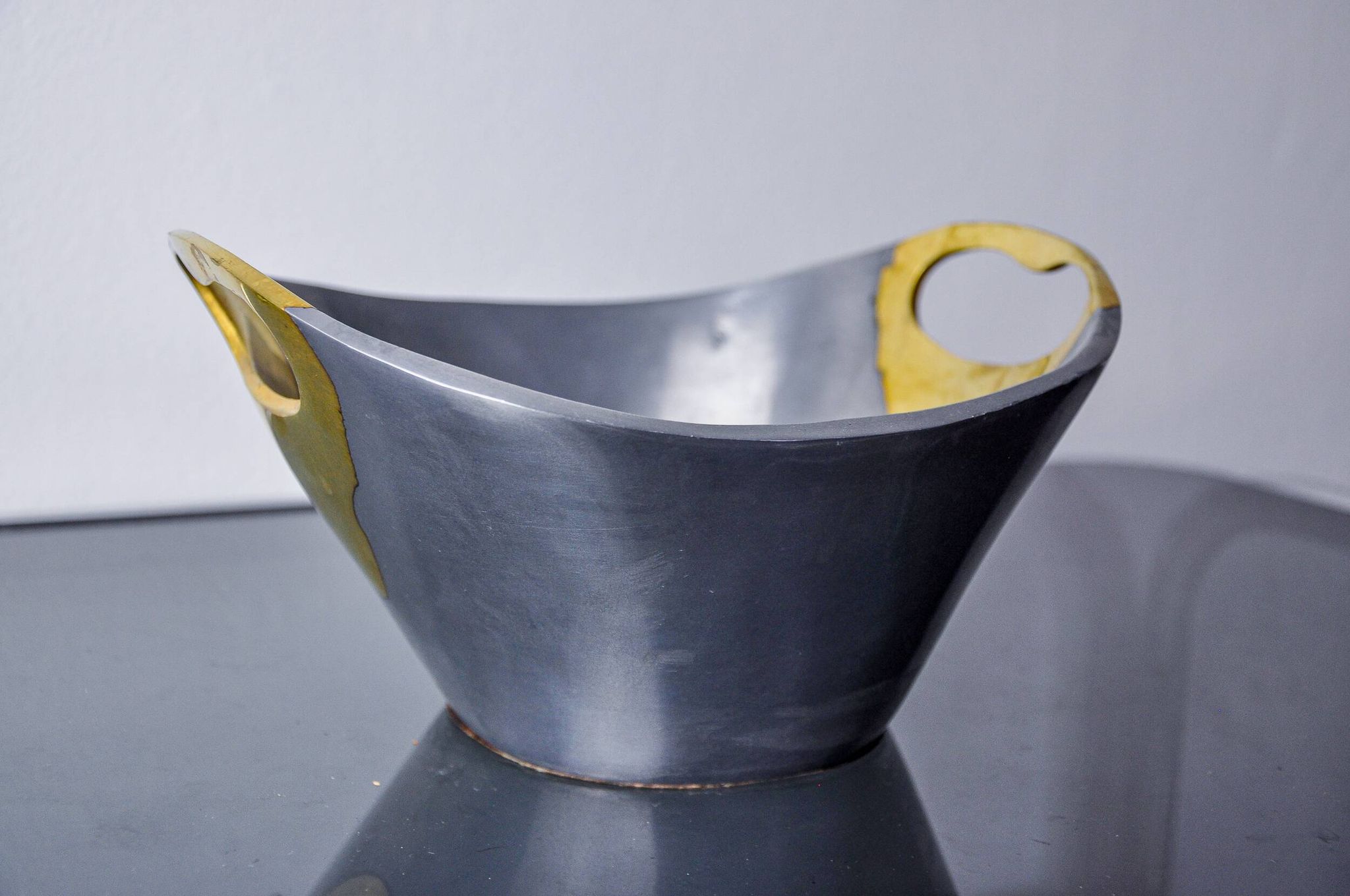 Brutalist centerpiece by Leopold, Brass and aluminum, Spain, 1970