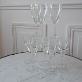 Set of 8 crystal wine glasses engraved 50s