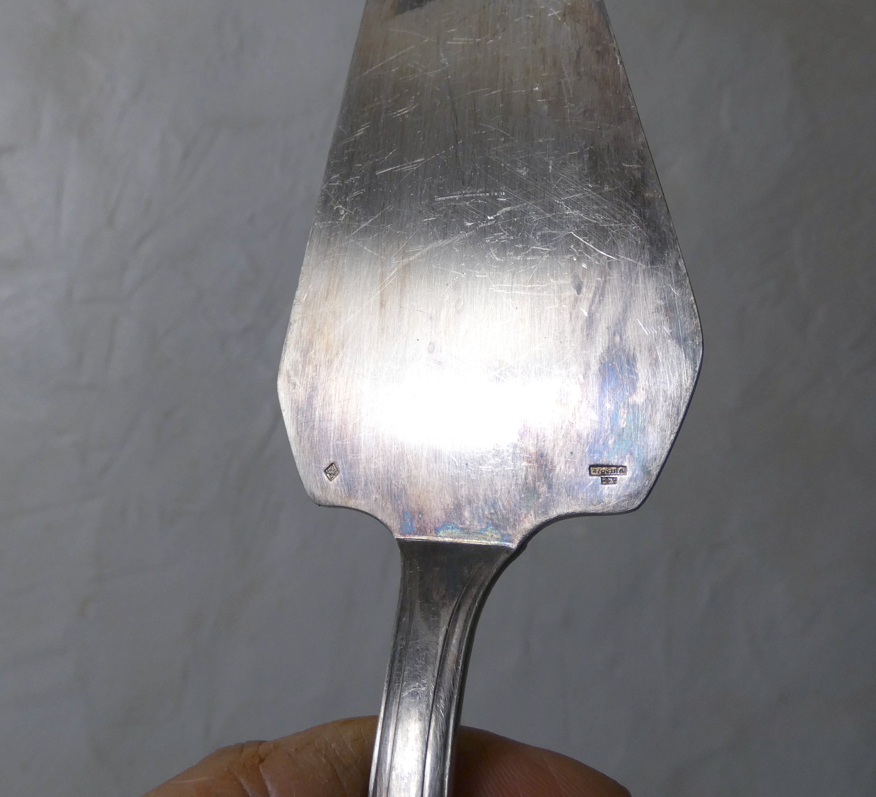 antique silver-plated cake server in its box