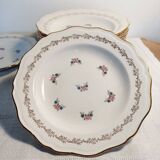 Set of 12 golden and flowery Amandinoise soup plates