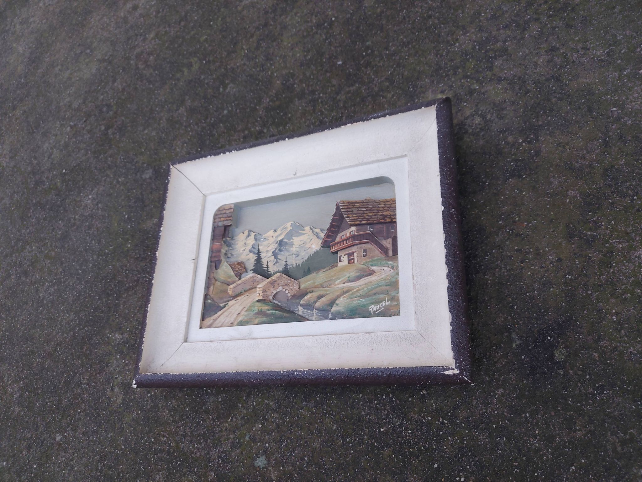 Carved wood painting, chalet decor by f raugel (popular art)