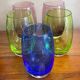 5 coloured bubble glass tumblers