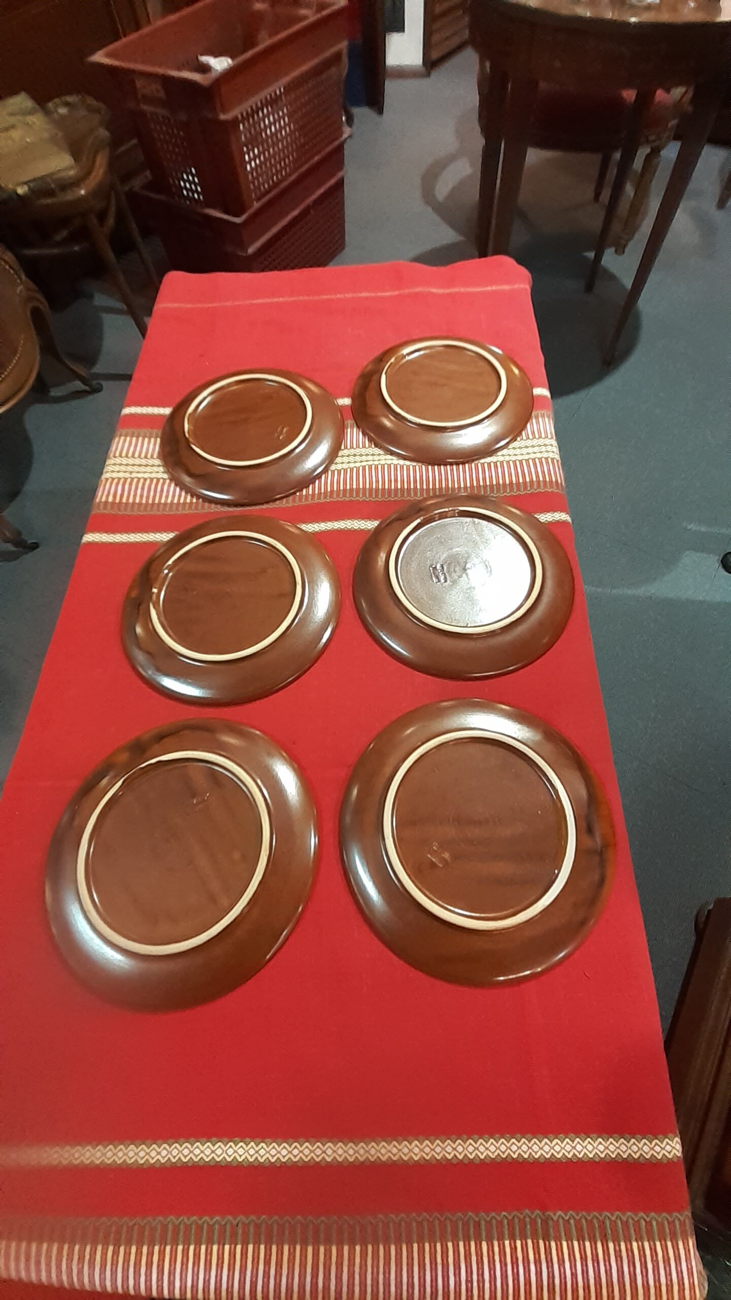 Flat plates set of 6, vallauris felix ceram