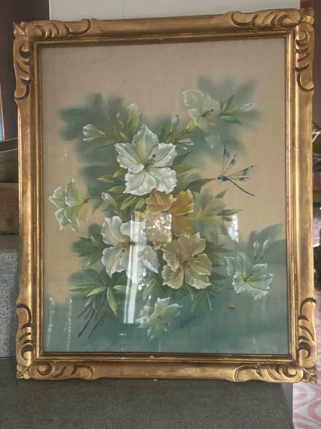 Framed silk painting