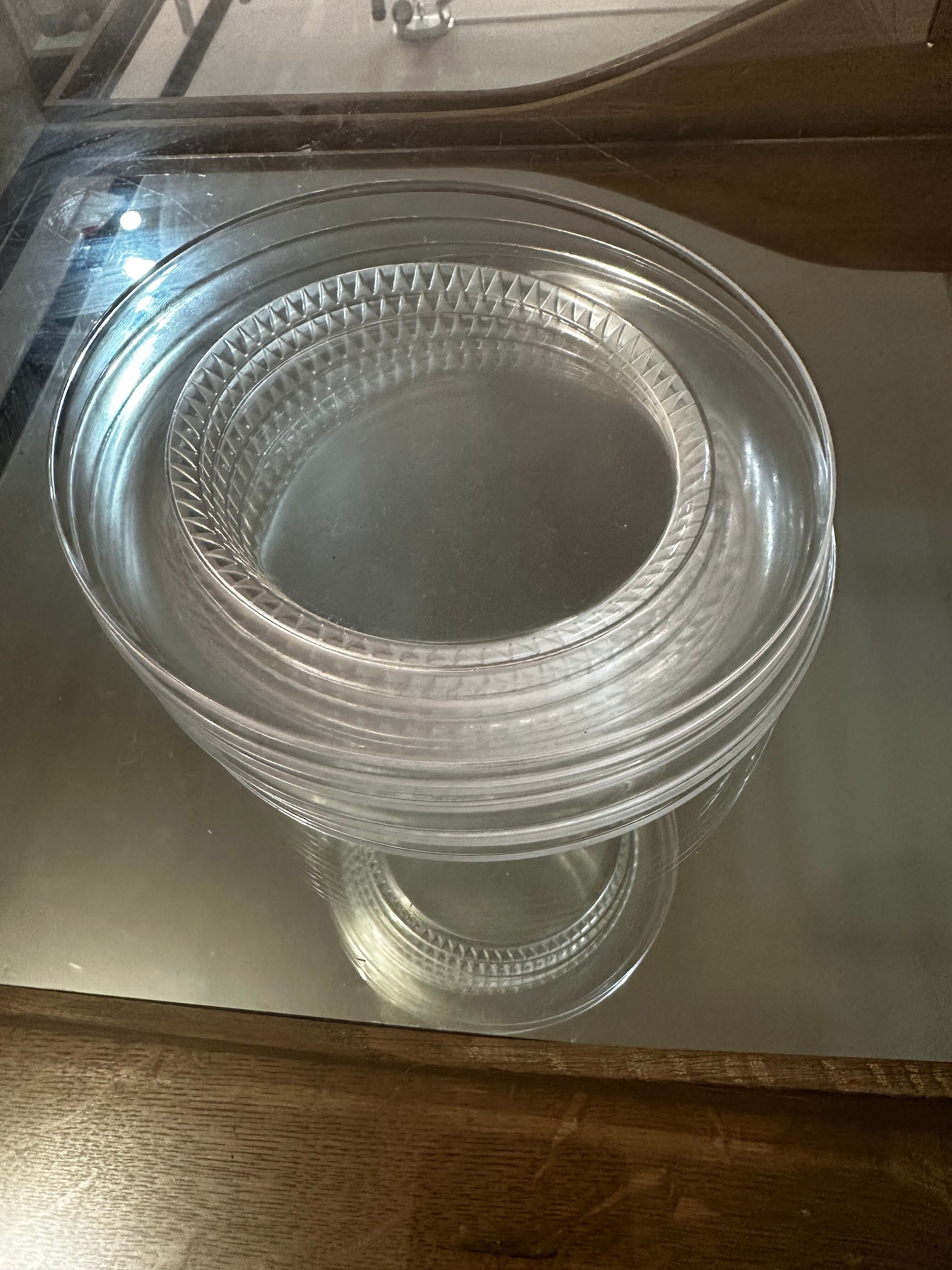 6 Starter/Dessert Plates Lalique France Model Bourgueil
