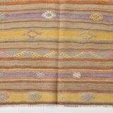 5x6 Soft Yellow & Purple Turkish Kilim, 168x135
