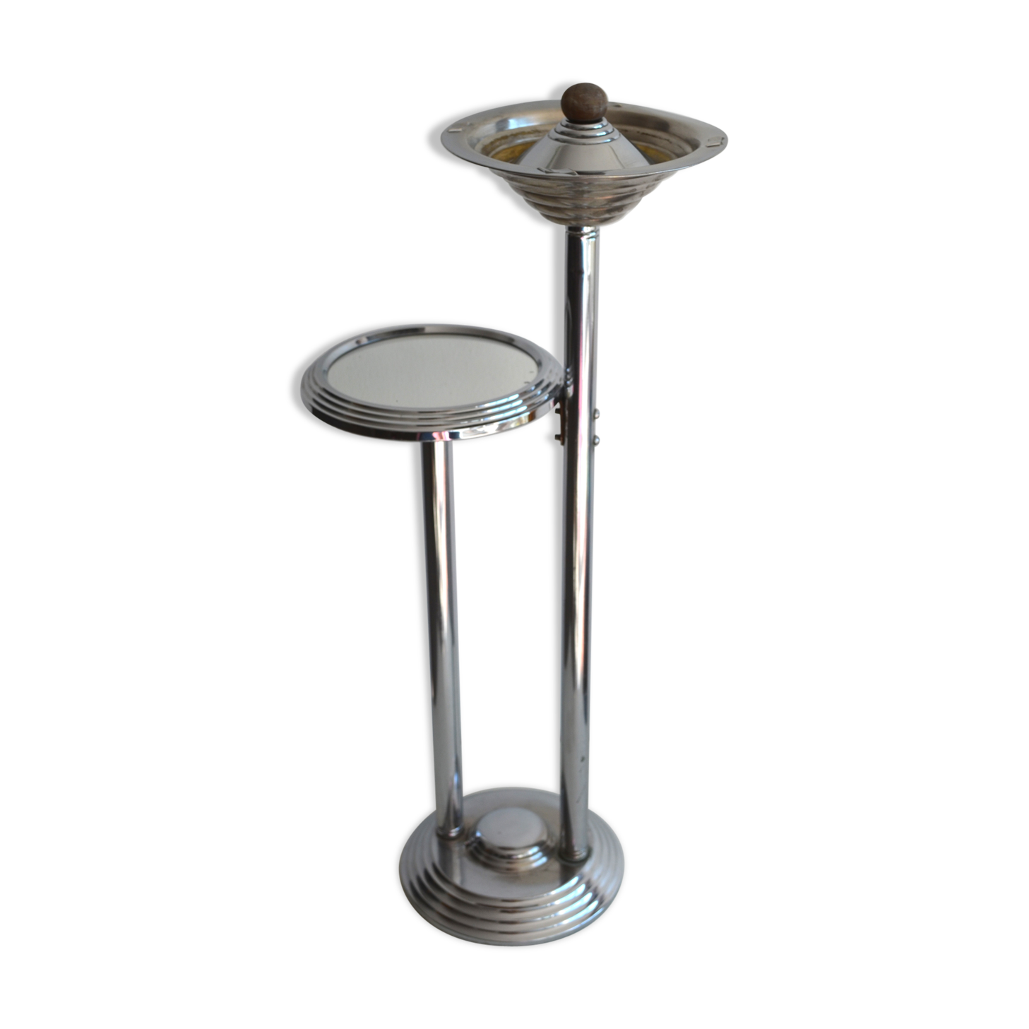 Cendrier sur pied style art deco en aluminium