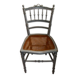 Chaise ancienne style louis XVI cannage gris galet