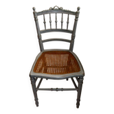 Chaise ancienne style louis XVI cannage gris galet