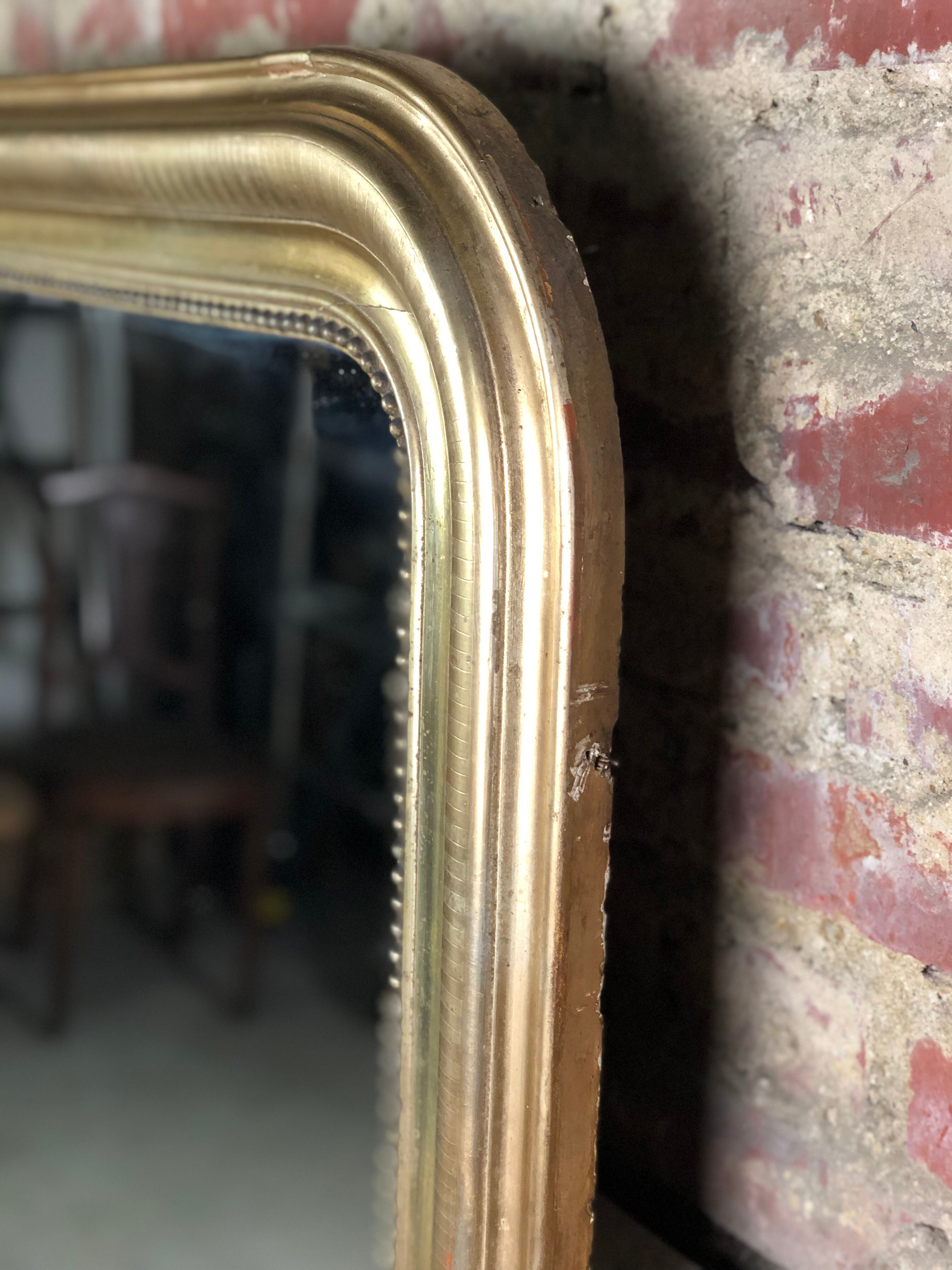 Ice / mirror fireplace in wood and gilded stucco Louis Philippe era
