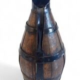 19th Century Rustic French Oak and Metal Hand-Crafted Pitcher