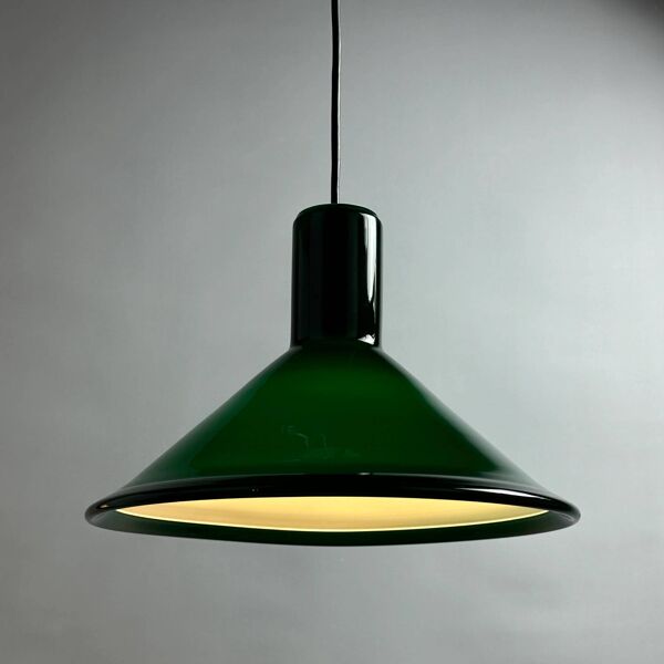 Suspension en verre danois vert modèle P & T par Michael Bang pour Holmegaard 1972