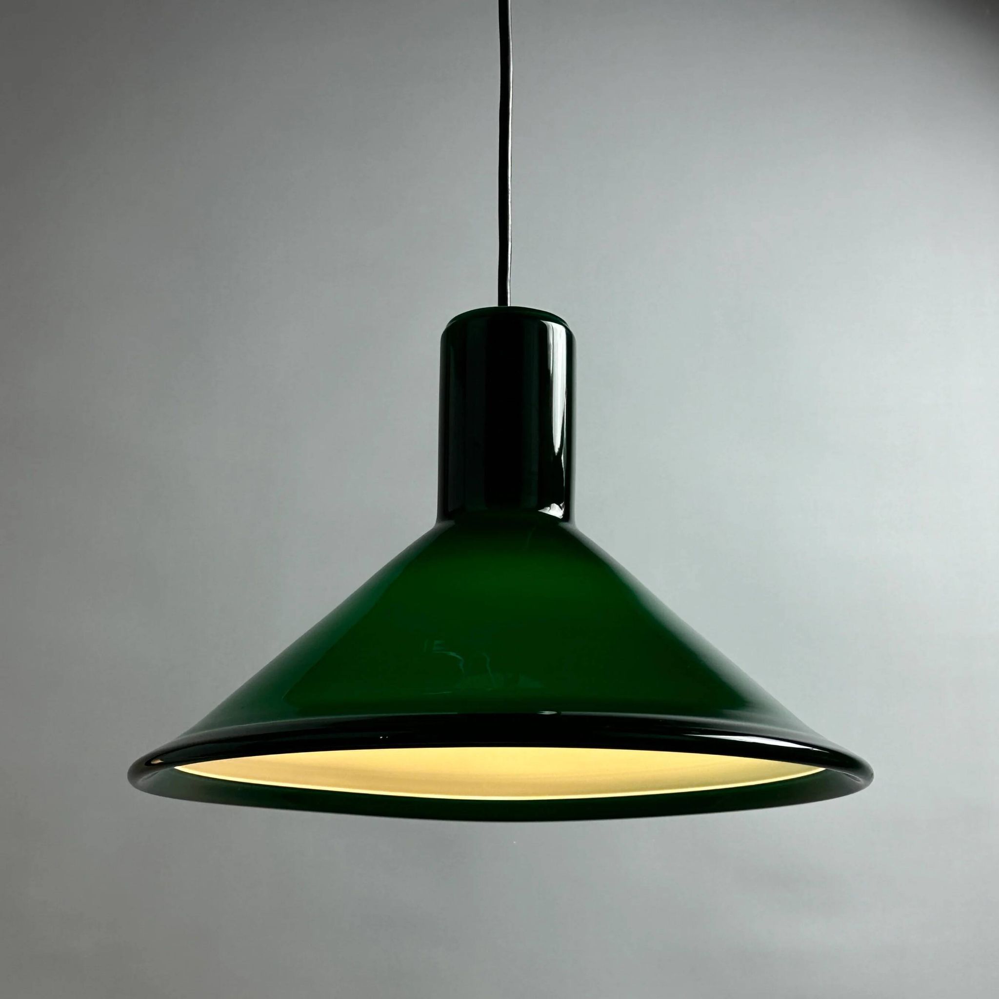 Green Danish glass pendant by Michael Bang for Holmegaard 1972