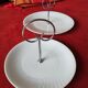 Set of two white porcelain cake stands, former royal factory, Limoges