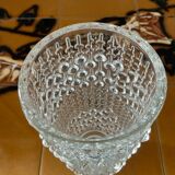 Vintage cylindrical vase with raised dots in molded glass