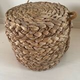 70s woven pouf footstool