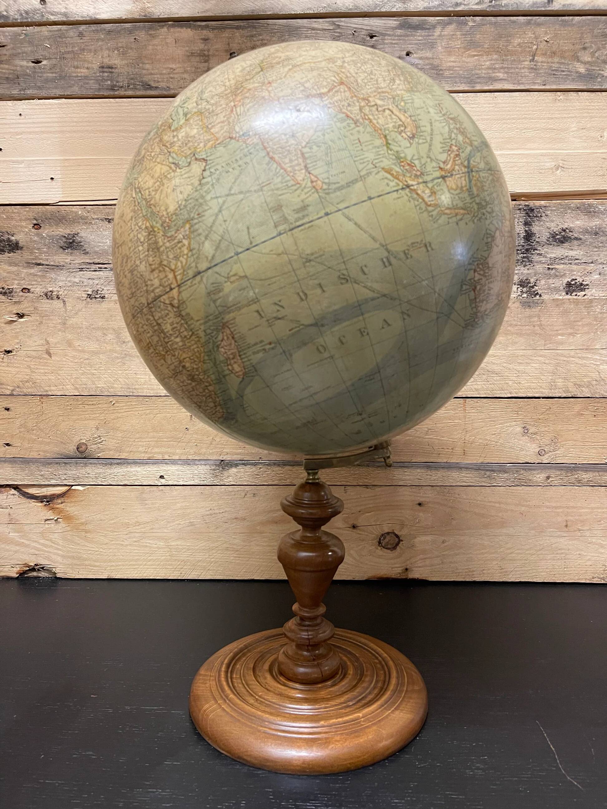 Antique German table globe by Ludwig Julius Heymann Berlin 1890
