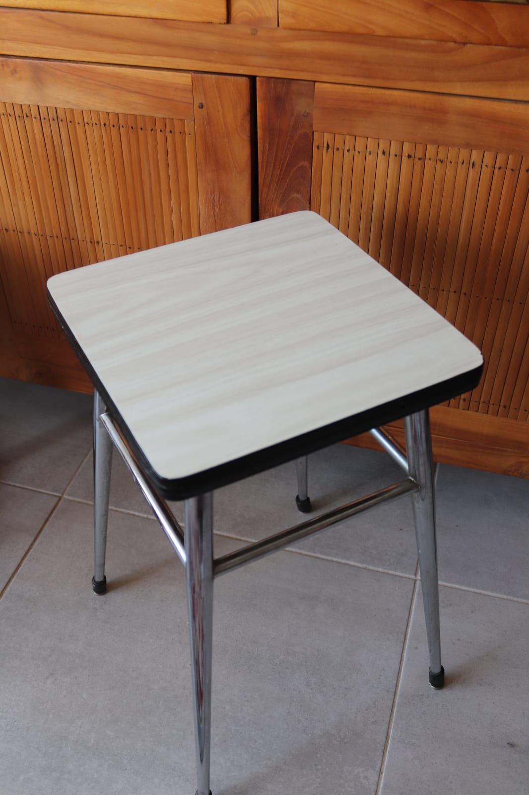 White formica stool