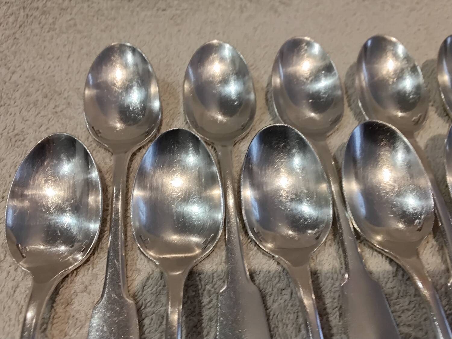 11 silver-plated teaspoons by Christofle, Cluny pattern, striped
