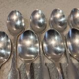 11 silver-plated teaspoons by Christofle, Cluny pattern, striped