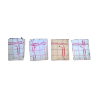 Four vintage tea towels